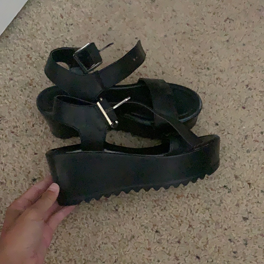 black platform heels